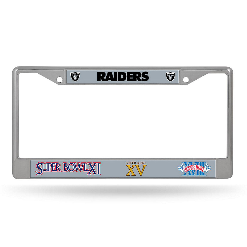 Rico Industries NFL Football Las Vegas Raiders 3x Multi Champ 12 x 6  Chrome Frame With Decal Inserts - Car/Truck/SUV Automobile Accessory