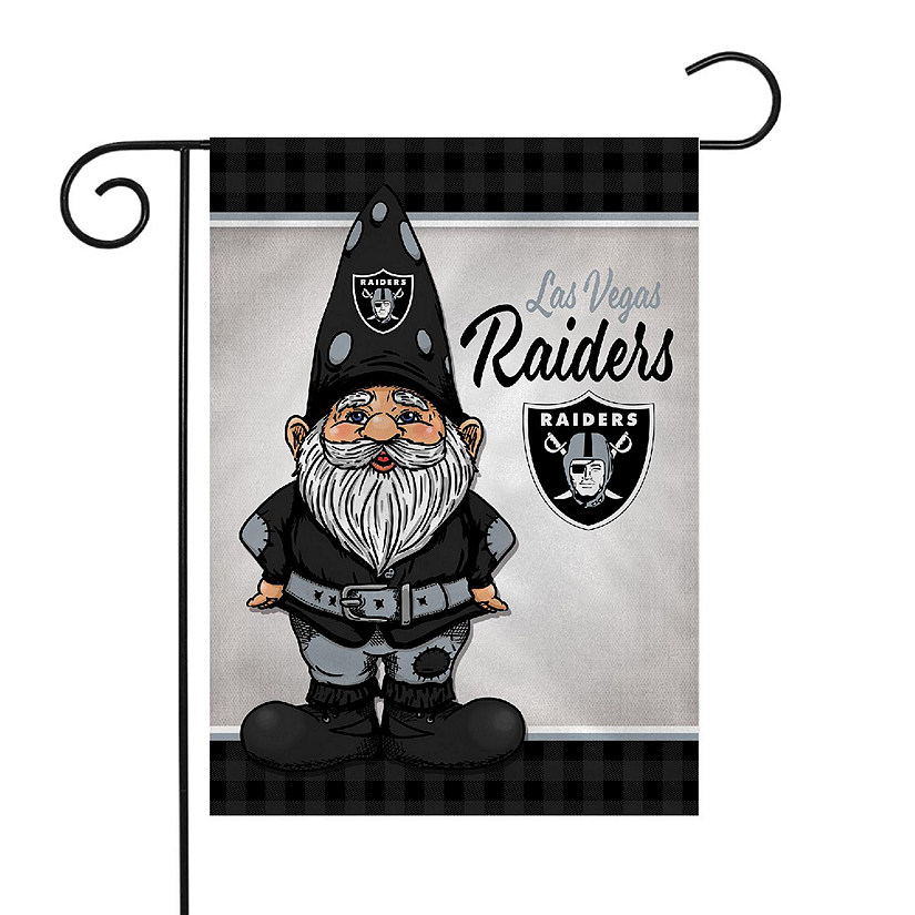 Rico Industries NFL Football Las Vegas Raiders Gnome Spring 13" x 18" Double Sided Garden Flag Image