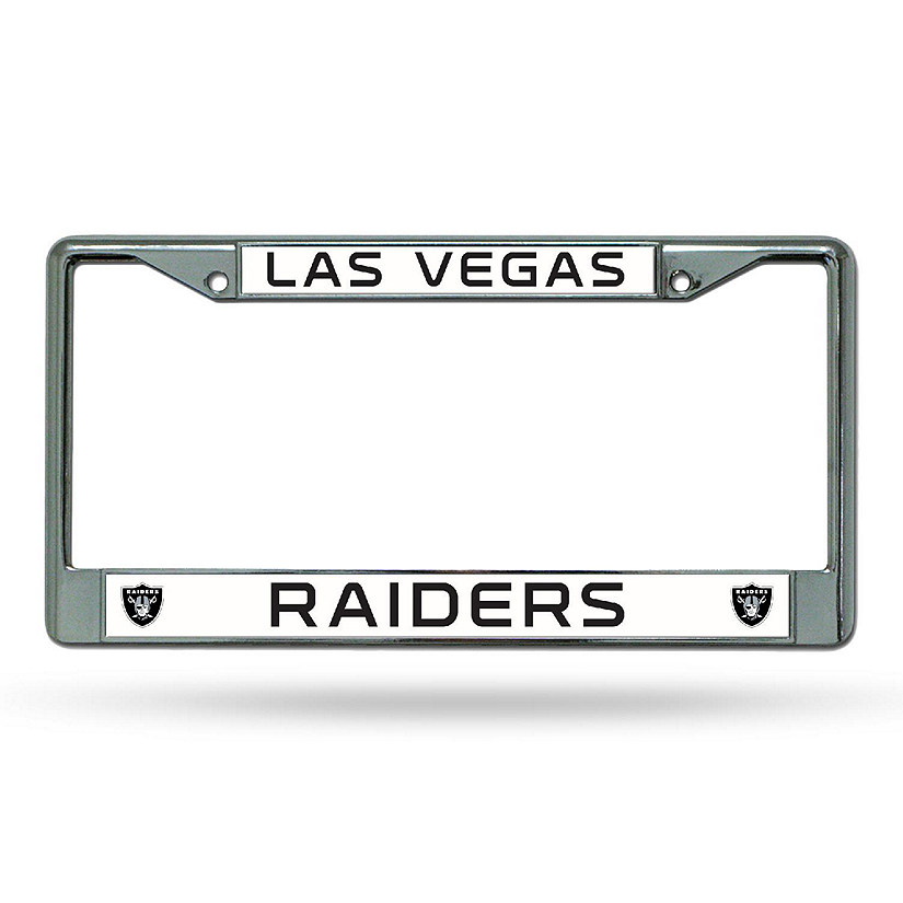 Rico Industries NFL Football Las Vegas Raiders Premium 12" x 6" Chrome Frame With Plastic Inserts - Car/Truck/SUV Automobile Accessory Image