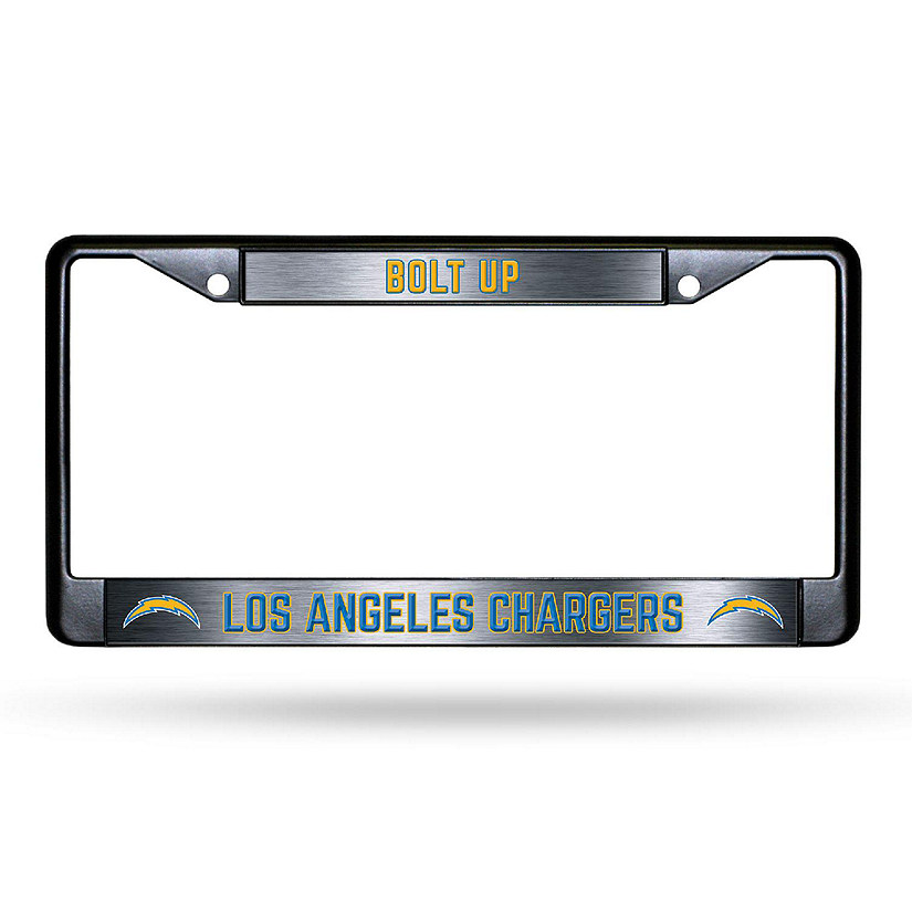 Rico Industries NFL Football Los Angeles Chargers Black Game Day Black Chrome Frame with Printed Inserts 12" x 6" Car/Truck Auto Accessory Image