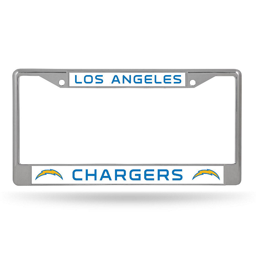 Rico Industries NFL Football Los Angeles Chargers Premium 12" x 6" Chrome Frame With Plastic Inserts - Car/Truck/SUV Automobile Accessory Image