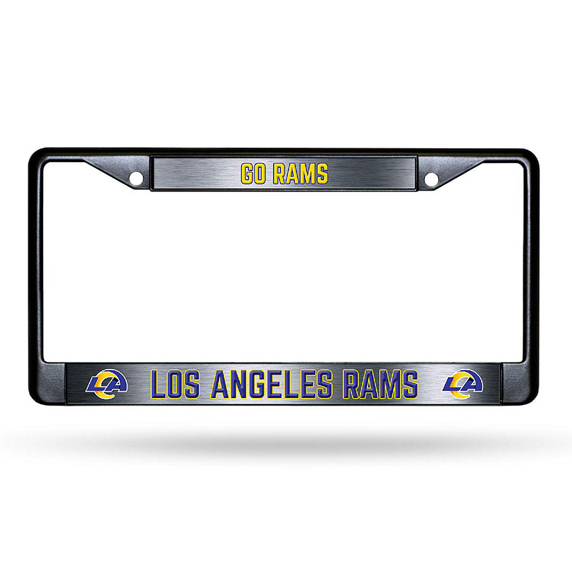 Rico Industries NFL Football Los Angeles Rams Black Game Day Black Chrome Frame with Printed Inserts 12" x 6" Car/Truck Auto Accessory Image