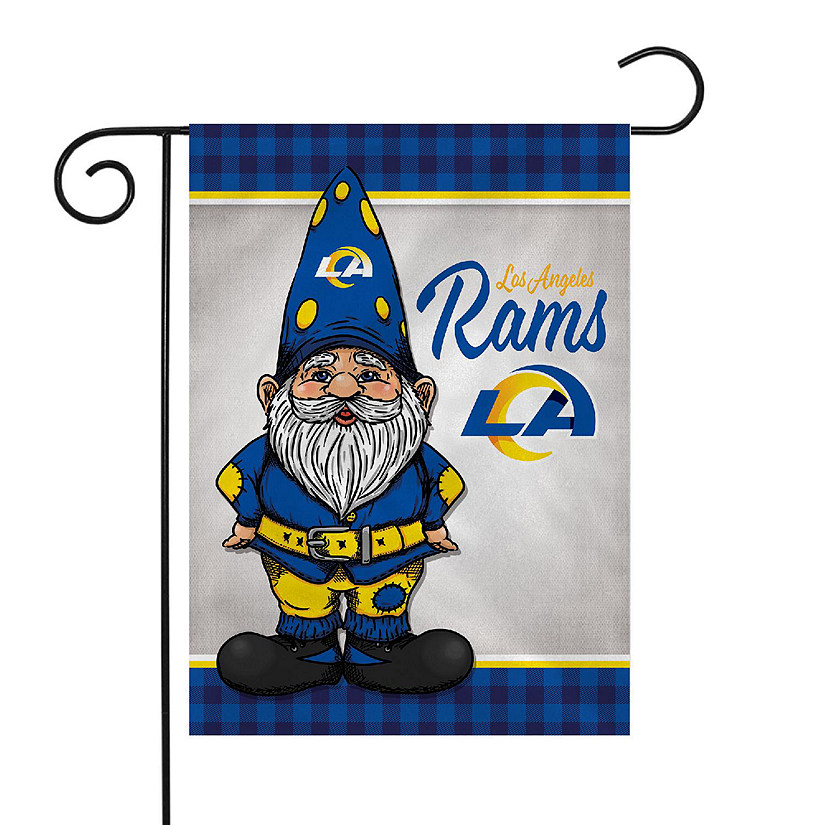 Rico Industries NFL Football Los Angeles Rams Gnome Spring 13" x 18" Double Sided Garden Flag Image