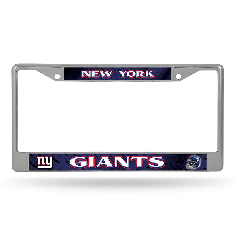 Rico Industries NFL Football New York Giants  12" x 6" Chrome Frame With Decal Inserts - Car/Truck/SUV Automobile Accessory Image