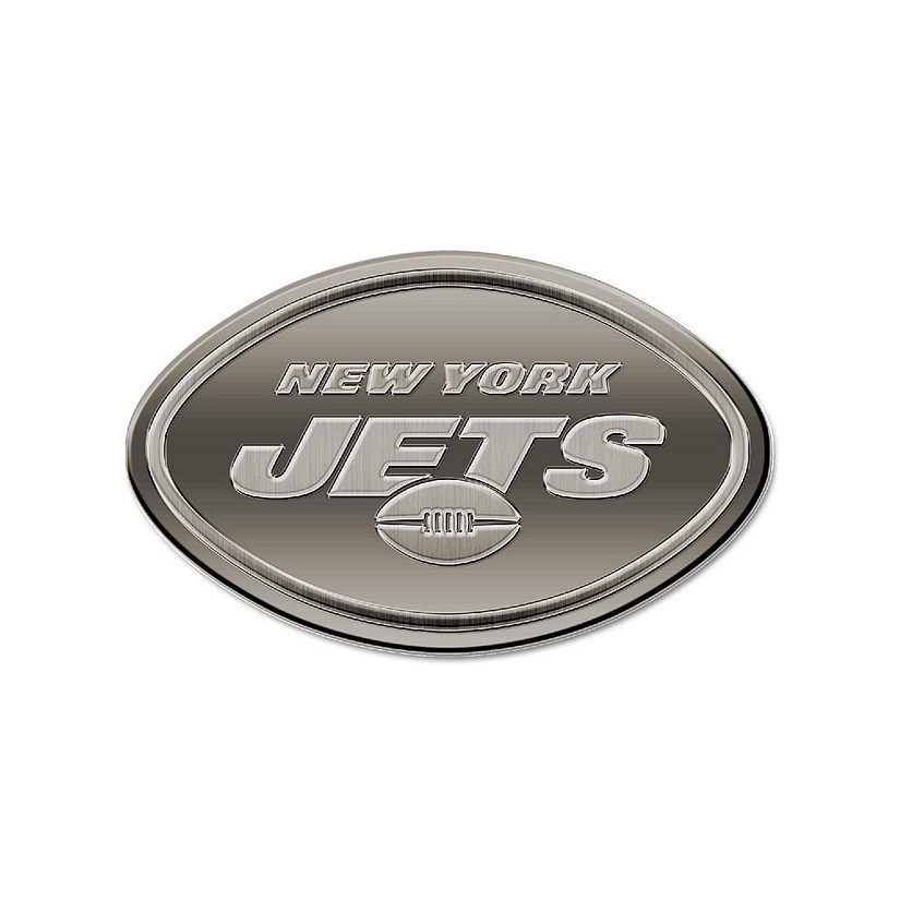 Rico Industries NFL Football New York Jets Oval Antique Nickel Auto Emblem for Car/Truck/SUV Image