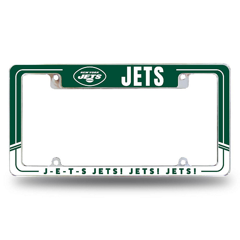 Rico Industries NFL Football New York Jets Two-Tone 12" x 6" Chrome All Over Automotive License Plate Frame for Car/Truck/SUV Image
