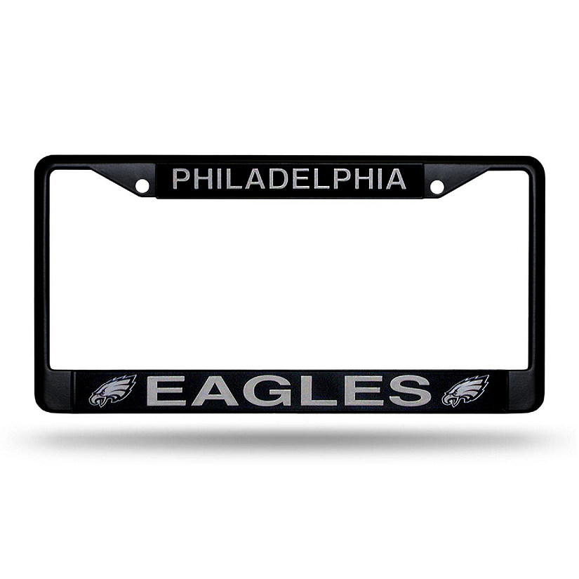 Rico Industries NFL Football Philadelphia Eagles Primary Black Chrome Frame with Plastic Inserts 12" x 6" Car/Truck Auto Accessory Image