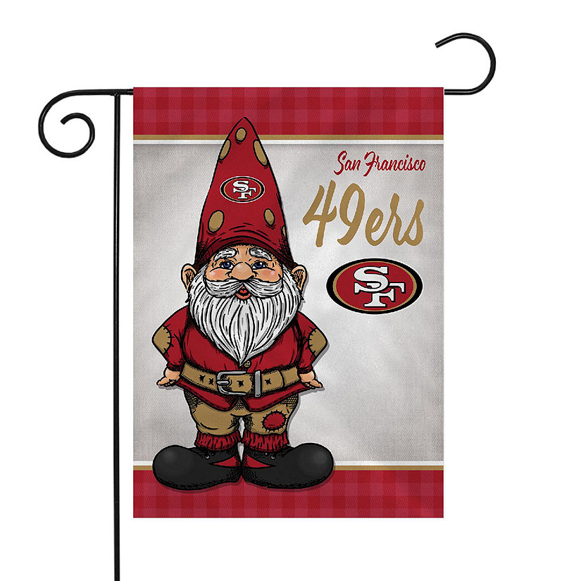 Rico Industries NFL Football San Francisco 49ers Gnome Spring 13" x 18" Double Sided Garden Flag Image