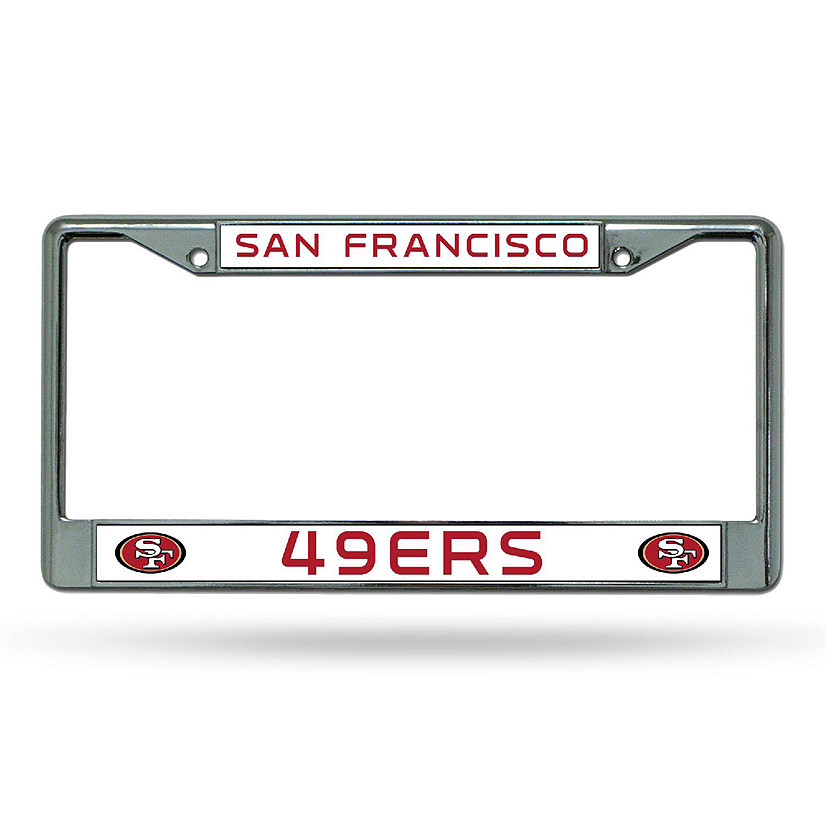 Rico Industries NFL Football San Francisco 49ers Premium 12" x 6" Chrome Frame With Plastic Inserts - Car/Truck/SUV Automobile Accessory Image