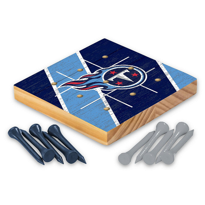 Rico Industries NFL Football Tennessee Titans  4.25" x 4.25" Wooden Travel Sized Tic Tac Toe Game - Toy Peg Games - Family Fun Image