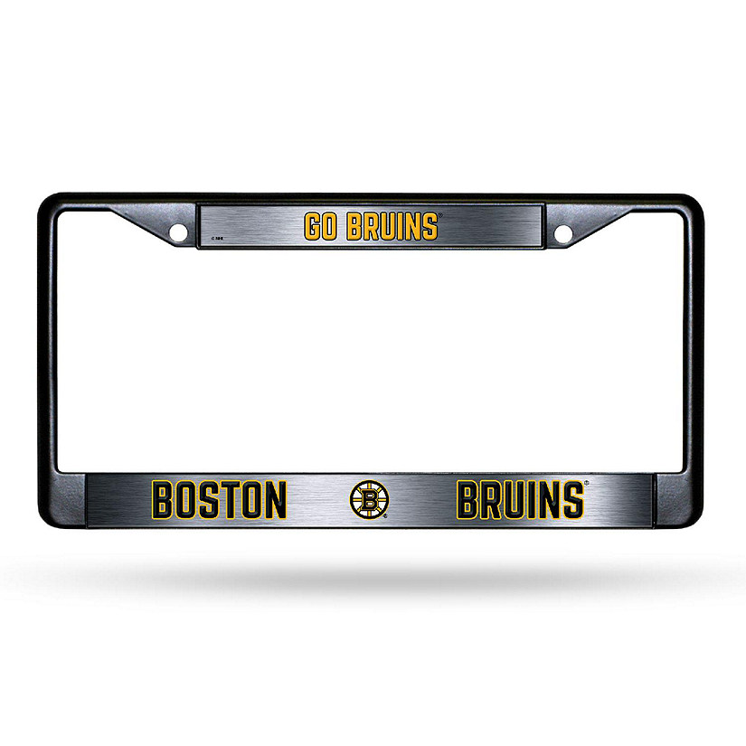 Rico Industries NHL Hockey Boston Bruins Black Game Day Black Chrome Frame with Printed Inserts 12" x 6" Car/Truck Auto Accessory Image