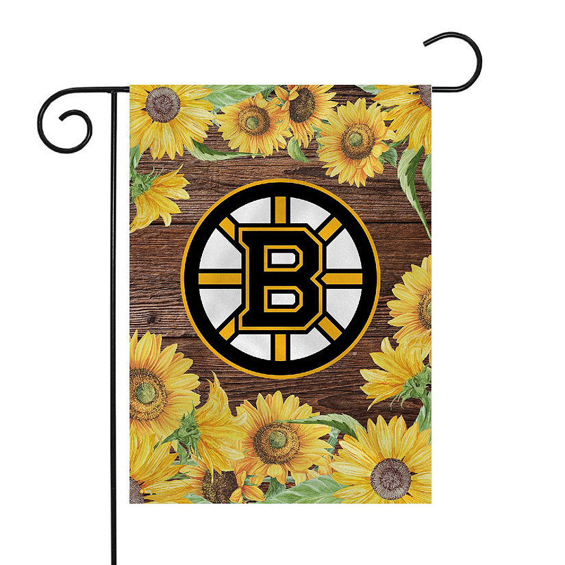 Rico Industries NHL Hockey Boston Bruins Sunflower Spring 13" x 18" Double Sided Garden Flag Image