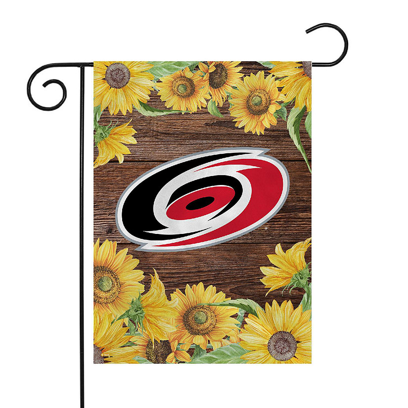 Rico Industries NHL Hockey Carolina Hurricanes Sunflower Spring 13" x 18" Double Sided Garden Flag Image