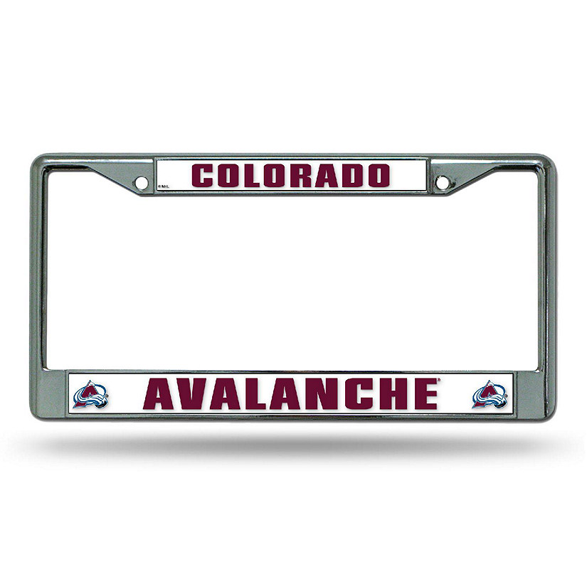 Rico Industries NHL Hockey Colorado Avalanche Premium 12" x 6" Chrome Frame With Plastic Inserts - Car/Truck/SUV Automobile Accessory Image