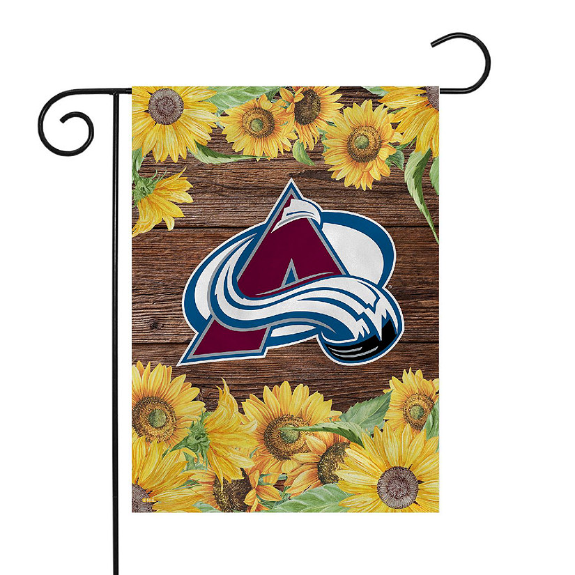 Rico Industries NHL Hockey Colorado Avalanche Sunflower Spring 13" x 18" Double Sided Garden Flag Image