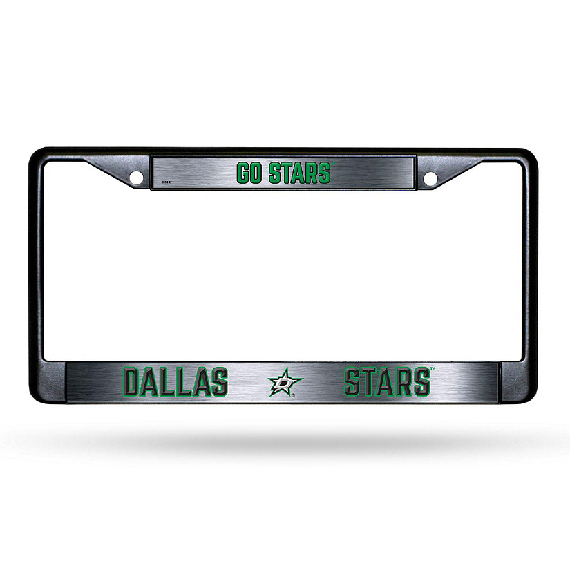 Rico Industries NHL Hockey Dallas Stars Black Game Day Black Chrome Frame with Printed Inserts 12" x 6" Car/Truck Auto Accessory Image
