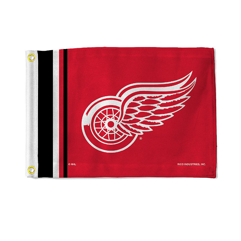 Rico Industries NHL Hockey Detroit Red Wings Stripes Utility Flag - Double Sided - Great for Boat/Golf Cart/Home ect. Image