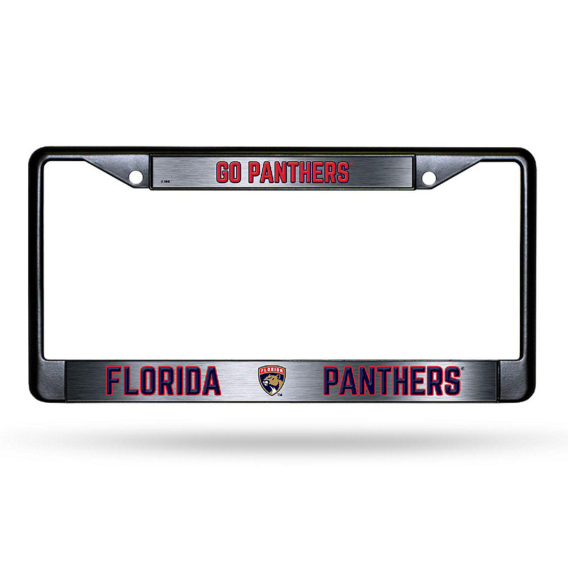 Rico Industries NHL Hockey Florida Panthers Black Game Day Black Chrome Frame with Printed Inserts 12" x 6" Car/Truck Auto Accessory Image