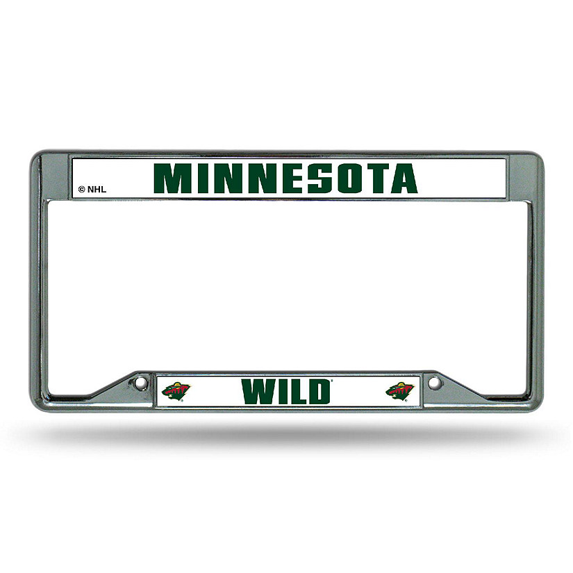 Rico Industries NHL Hockey Minnesota Wild Premium 12" x 6" Chrome Frame With Plastic Inserts - Car/Truck/SUV Automobile Accessory Image