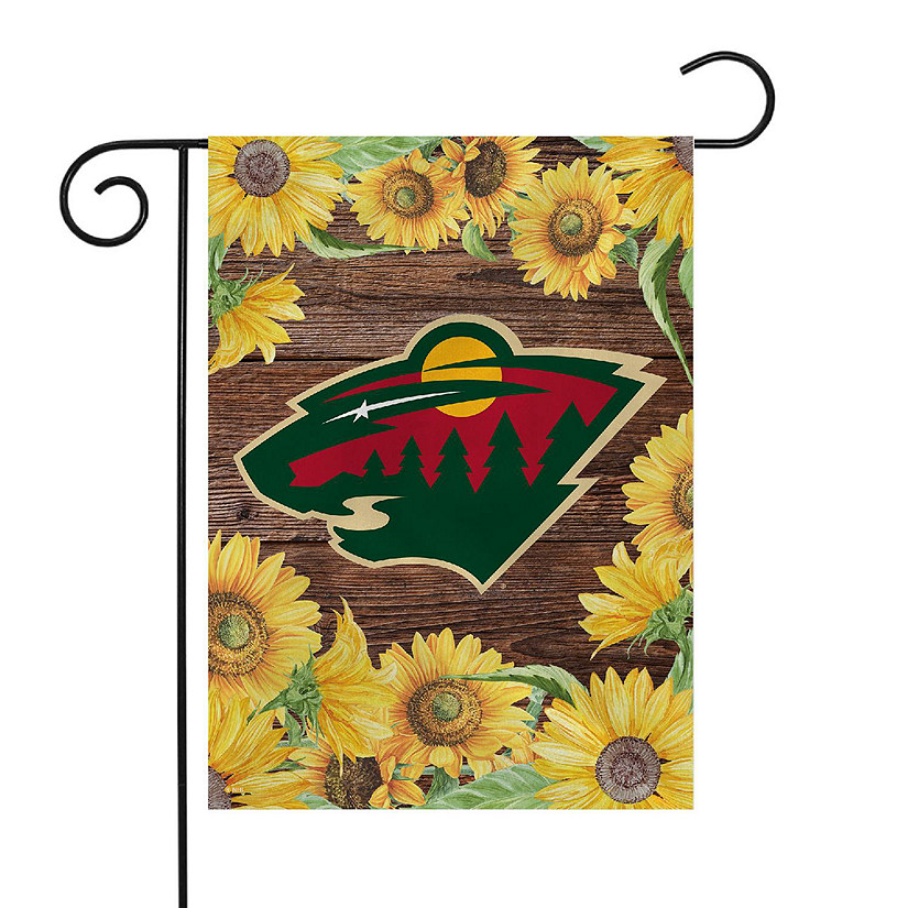 Rico Industries NHL Hockey Minnesota Wild Sunflower Spring 13" x 18" Double Sided Garden Flag Image