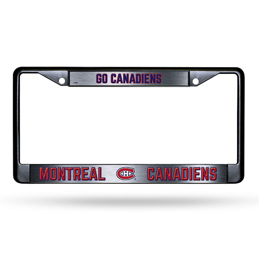 Rico Industries NHL Hockey Montreal Canadiens Black Game Day Black Chrome Frame with Printed Inserts 12" x 6" Car/Truck Auto Accessory Image