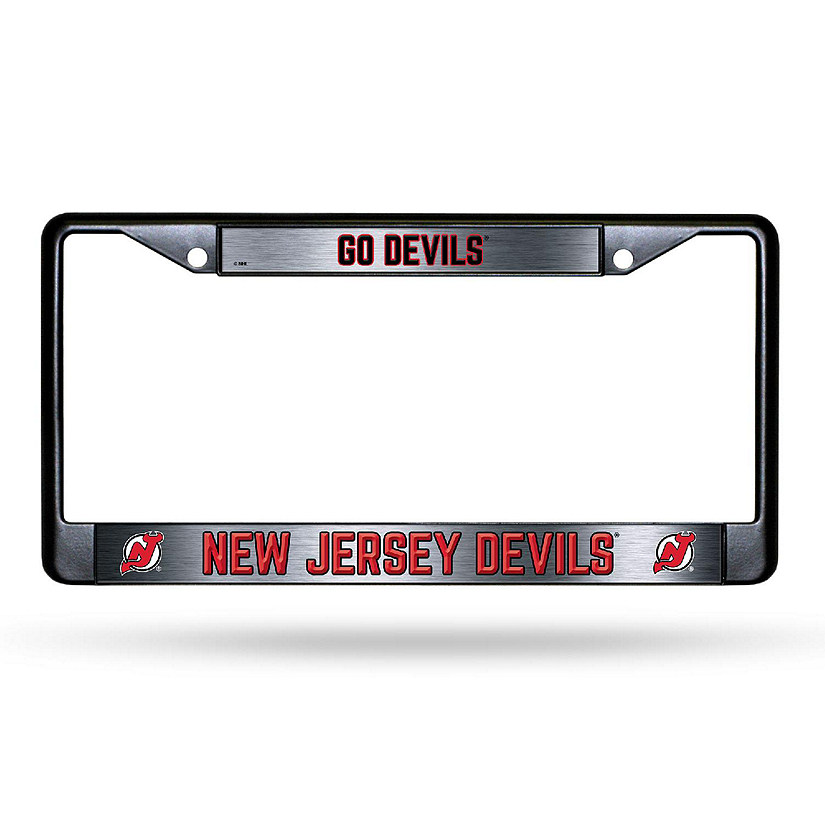 Rico Industries NHL Hockey New Jersey Devils Black Game Day Black Chrome Frame with Printed Inserts 12" x 6" Car/Truck Auto Accessory Image