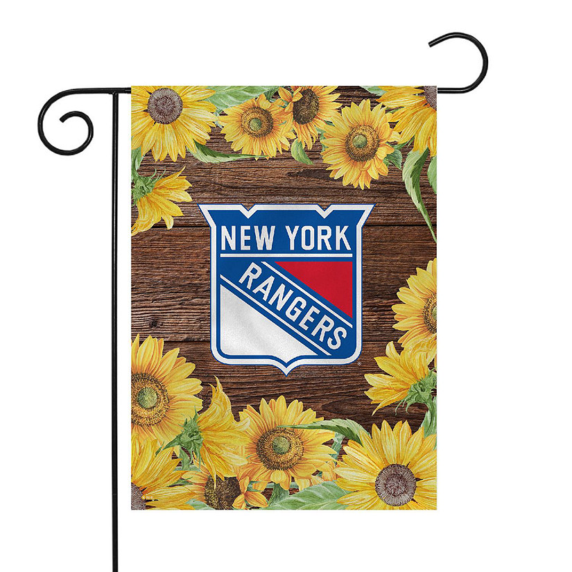 Rico Industries NHL Hockey New York Rangers Sunflower Spring 13" x 18" Double Sided Garden Flag Image