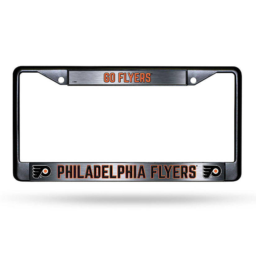 Rico Industries NHL Hockey Philadelphia Flyers Black Game Day Black Chrome Frame with Printed Inserts 12" x 6" Car/Truck Auto Accessory Image