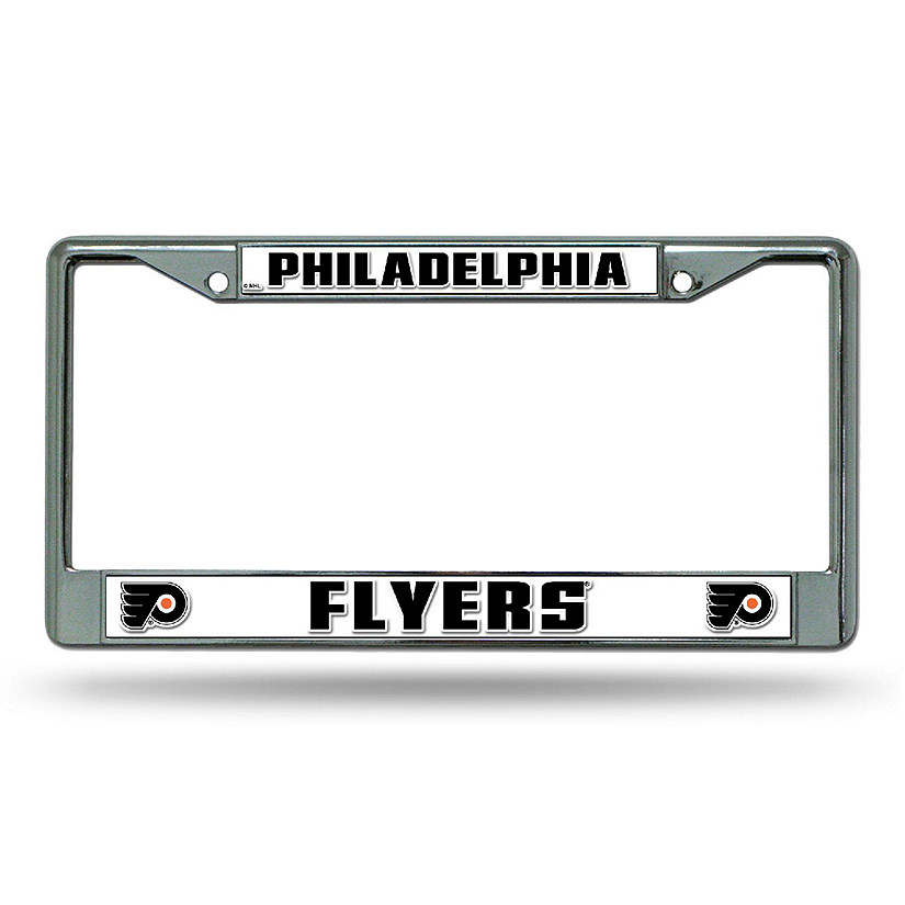 Rico Industries NHL Hockey Philadelphia Flyers Premium 12" x 6" Chrome Frame With Plastic Inserts - Car/Truck/SUV Automobile Accessory Image