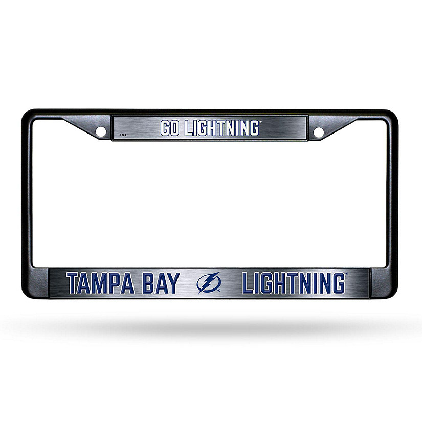Rico Industries NHL Hockey Tampa Bay Lightning Black Game Day Black Chrome Frame with Printed Inserts 12" x 6" Car/Truck Auto Accessory Image