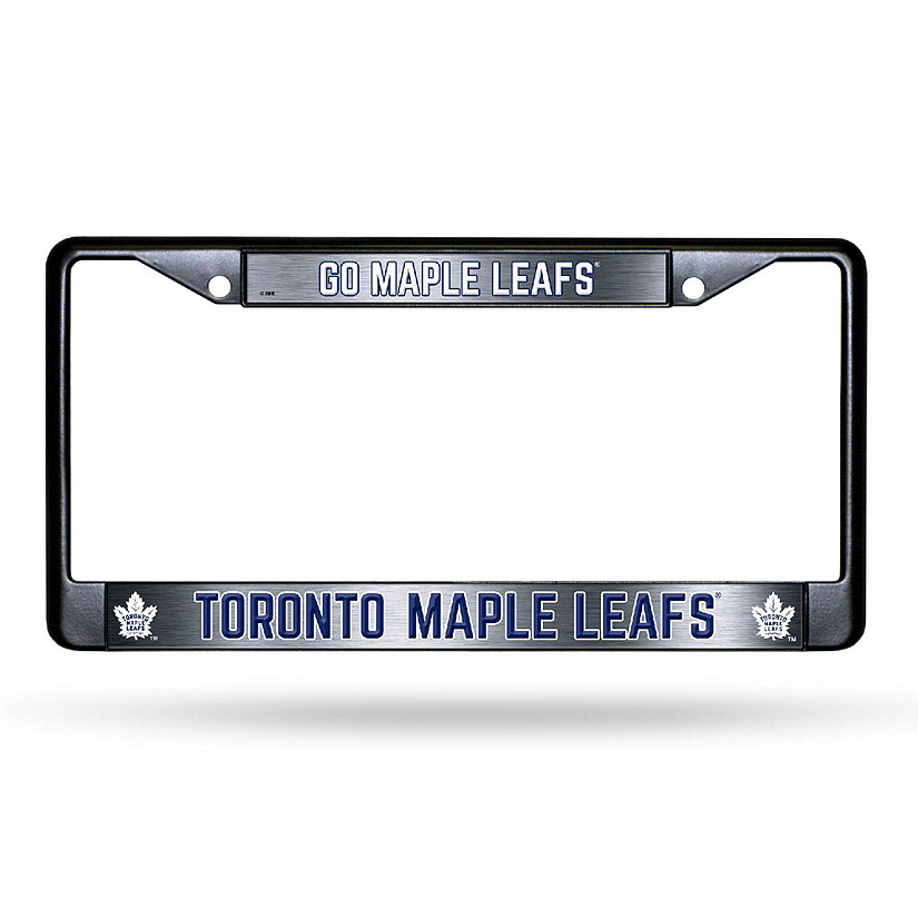 Rico Industries NHL Hockey Toronto Maple Leafs Black Game Day Black Chrome Frame with Printed Inserts 12" x 6" Car/Truck Auto Accessory Image