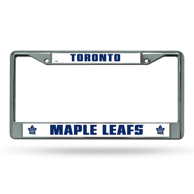 Rico Industries NHL Hockey Toronto Maple Leafs Premium 12" x 6" Chrome Frame With Plastic Inserts - Car/Truck/SUV Automobile Accessory Image