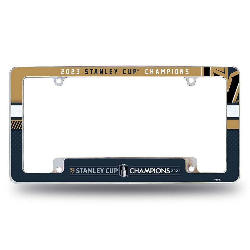 Rico Industries NHL Hockey Vegas Golden Knights 2023 Stanley Cup Champions 12" x 6" Chrome All Over Automotive License Plate Frame for Car/Truck/SUV Image