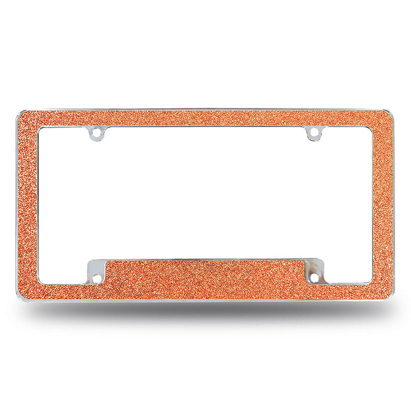 Rico Industries Orange Glitter All Over Automotive License Plate Frame for Car/Truck/SUV (12" x 6") Image