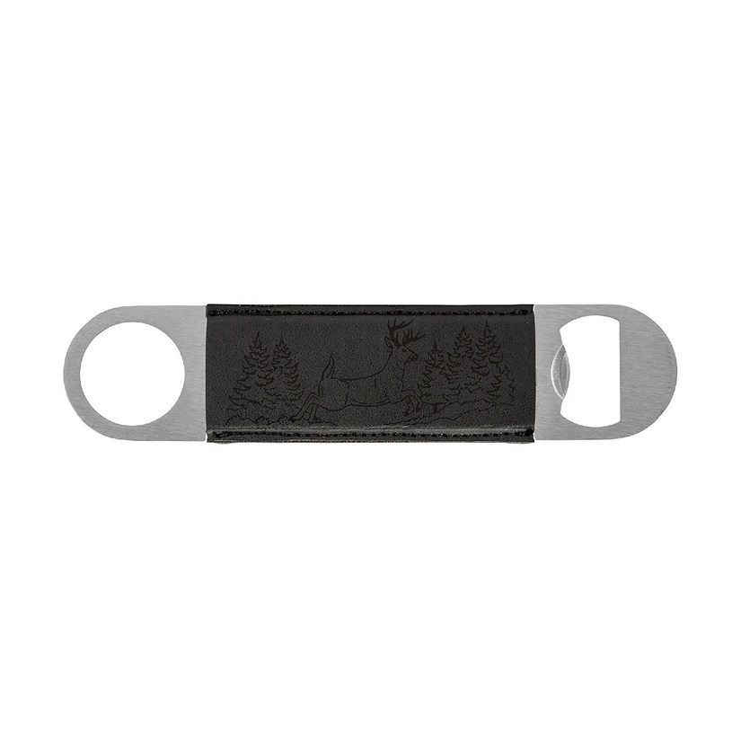 Rico Industries Wildlife   Black Faux Leather Laser Engraved Bar Blade - Great Beverage Accessory for Game Day Image