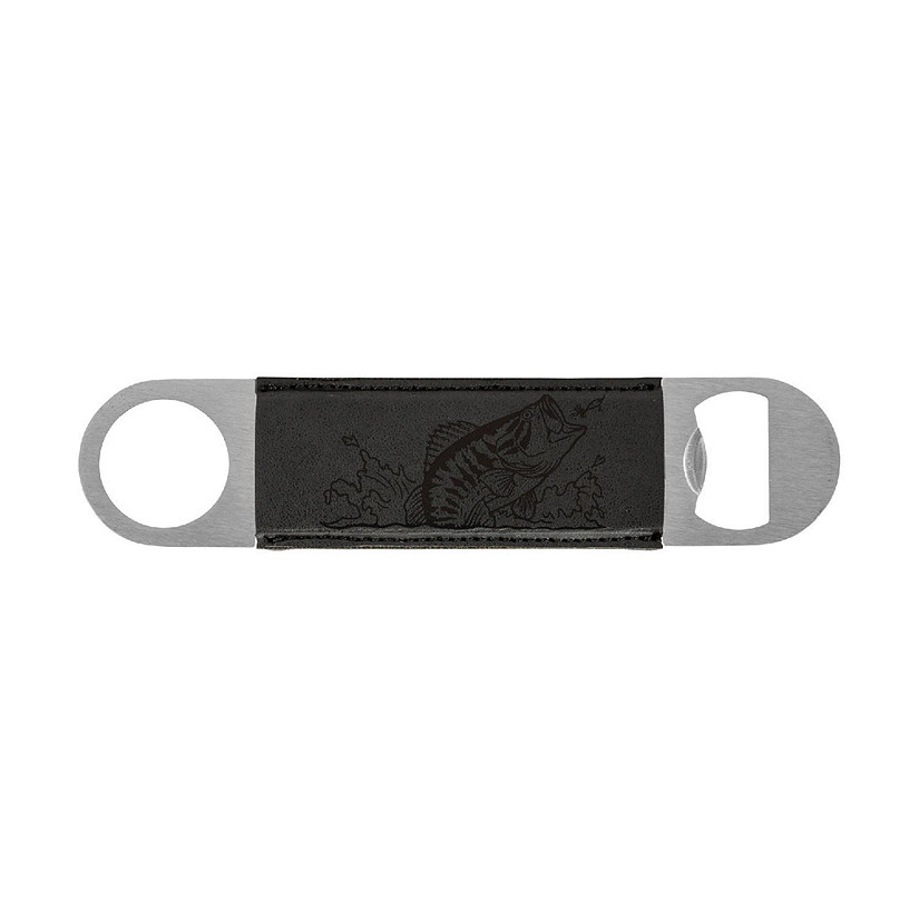 Rico Industries Wildlife   Black Faux Leather Laser Engraved Bar Blade - Great Beverage Accessory for Game Day Image