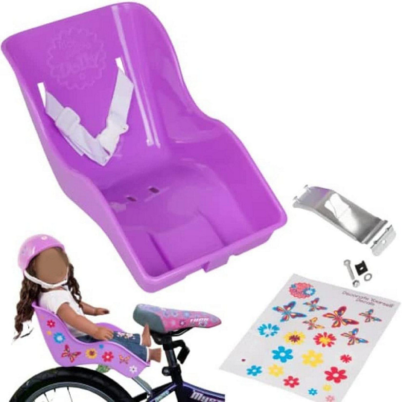 Ride Along Dolly Doll Bicycle Seat Bike Seat (Purple) with Decorate Yourself Decals (Fits Standard Sized Dolls and Stuffed Animals) - Purple Image
