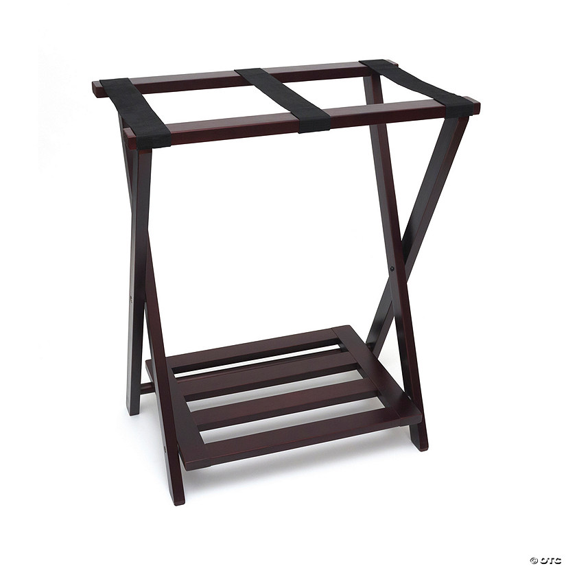 Right Height Luggage Rack with Shoe Rack, Espresso Finish Image