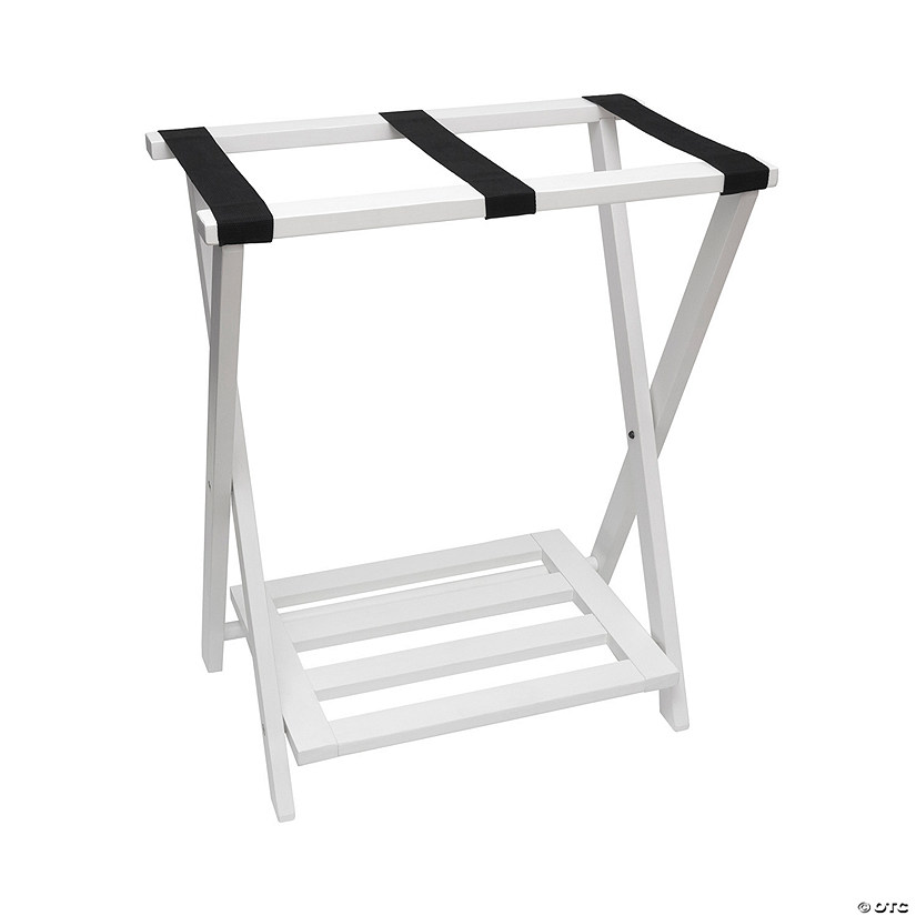 Right Height Luggage Rack with Shoe Rack, White Finish Image