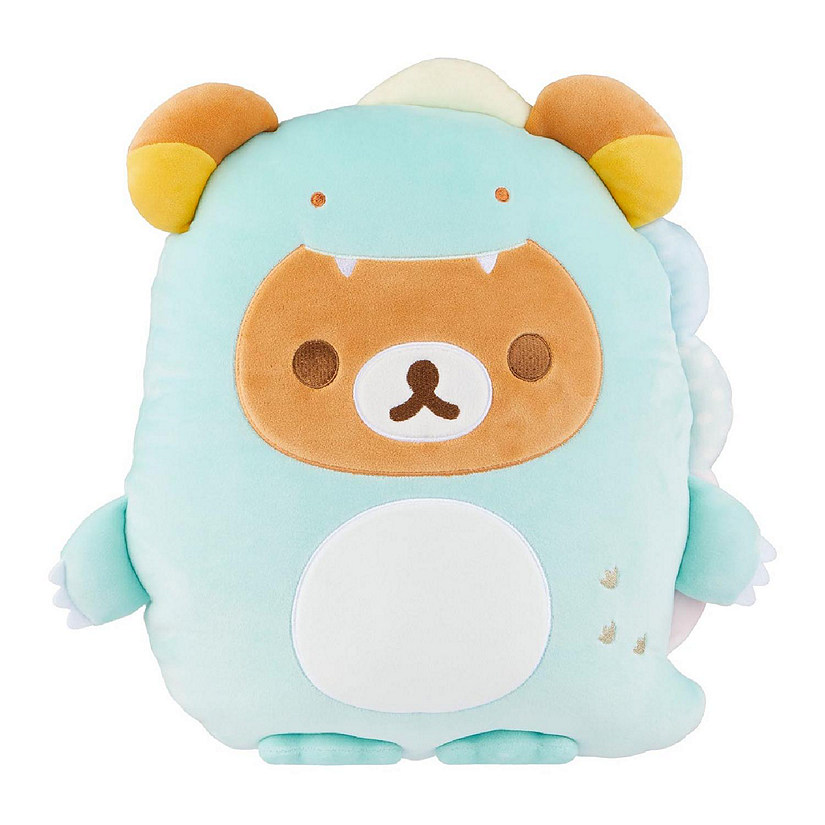 Rilakkuma San-X Original Plays with Dino Flat Mochi Series Plush - Pastel Green Image