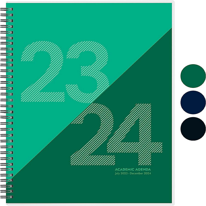 Rileys 2023-2024 18-Month Academic Weekly Planner - Geographic Weekly & Monthly Agenda Planner, Flexible Cover, Notes Pages (8.5 x 11 inches, Green) Image