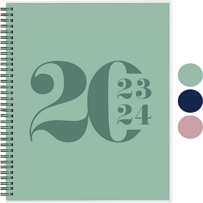 Rileys 2023-2024 18-Month Academic Weekly Planner - Typographic Weekly & Monthly Agenda Planner (8.5 x 11 inches, Green) Image