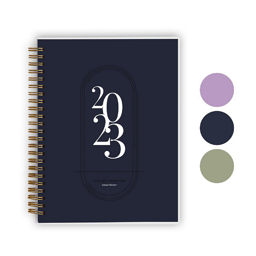 Rileys 2024 Weekly Planner - Annual Weekly & Monthly Agenda Planner, Jan-Dec 2024, Flexible Cover, Notes Pages, Twin-Wire Binding (8 x 6-Inches, Midnight Blue) Image