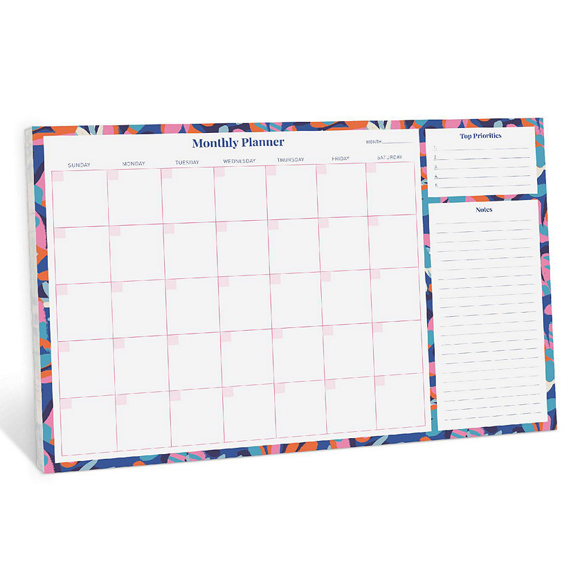 Rileys & Co Monthly Planner Desk Pad with 52 Tearaway Sheets (Blue Geometric) Image