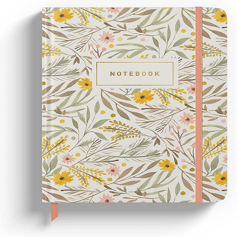 Rileys & Co Notebook Journal for Work and School - Lined Journal 8 x 6 Inches - Gold Foil Cover - 240 Pages - Floral Image
