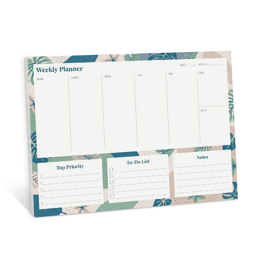 Rileys & Co Undated Weekly Planner, 11.0 x 8.3 in, Floral Print, Tearsheet To Do list planner, Daily Planner Pad, Weekly To-Do List Notepad, Portable Image