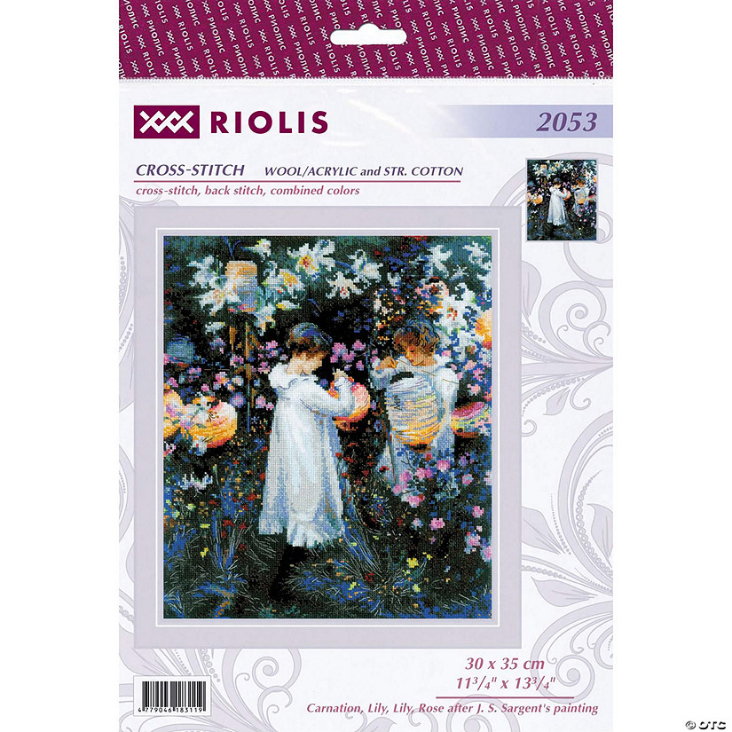 Riolis Cross Stitch Kit Carnation, Lily, Lily, Rose, J. S. Sargent Image