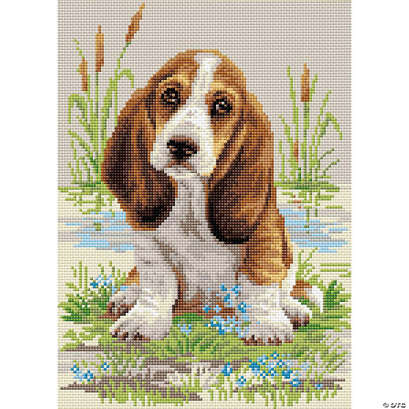 Riolis Diamond Mosaic Kit 10.75x15 Basset Hound Puppy Image