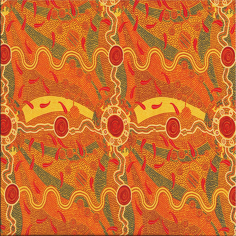 Roaring Forties Yellow Authenic Australian Aboriginal Cotton Fabric MS Textiles BTY Image