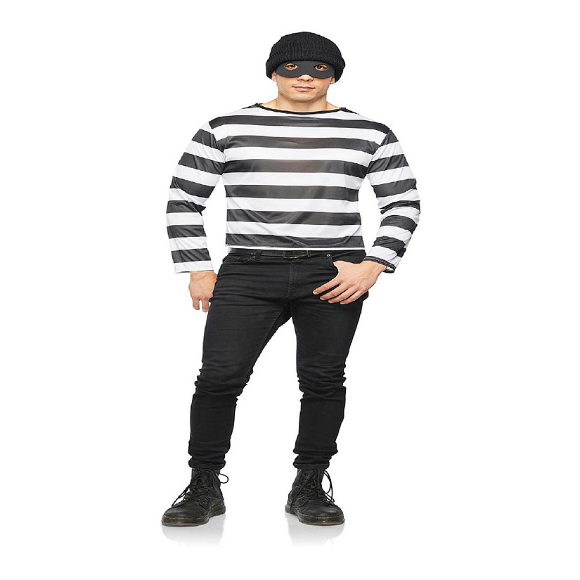 Robber Shirt & Mask Adult Costume Kit Image